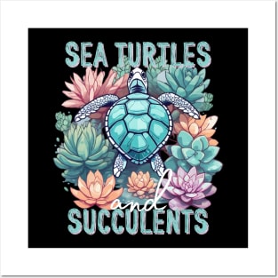 Sea Turtles and Succulents Posters and Art